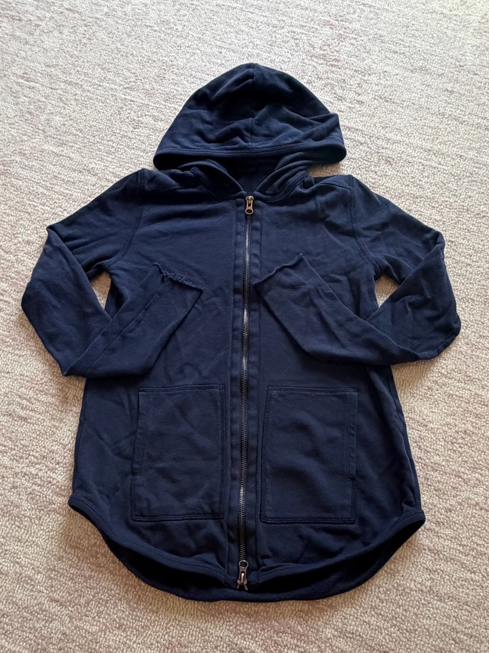 ATM Anthony Thomas Melillo Navy Sweatshirt Hoodie with 2 Way Zip